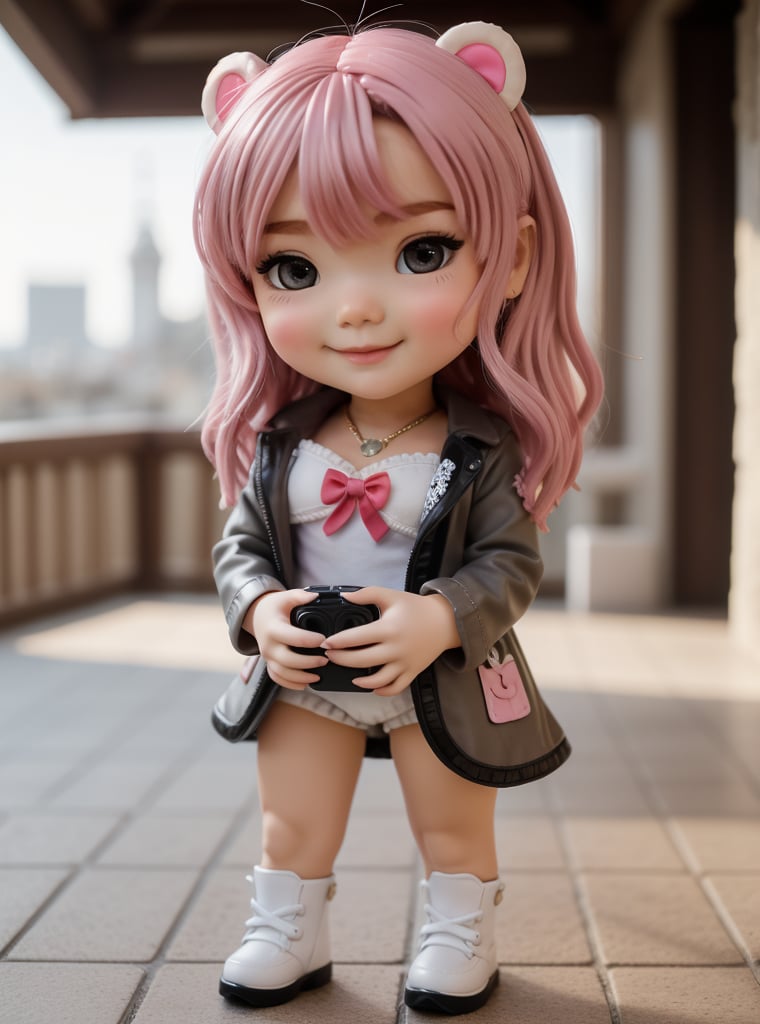 Six figures, their faces serene and intricately detailed, Masterpiece, Best Quality, High Resolution, PVC, Rendering, Chibi, High Resolution, One Girl, Anya Forger, Pink Hair, Bob Hair, Bear Costume, Gray Eyes, Smile, Selfish Target, Chibi, Mediterranean Cityscape, Smile, Smile, Self-righteousness, Full Body, Chibi, 3D Figure, Toy, Doll, Character Print, Front View, Natural Light, ((Real)) 1.2)), Dynamic Pose, Medium Movement, Perfect Movie-like perfect lighting, perfect composition, costume, anya_forger_spyxfamily, JediOutfit,BnnBnn,,beauty,Beauty,idol,pretty girl,Korean
