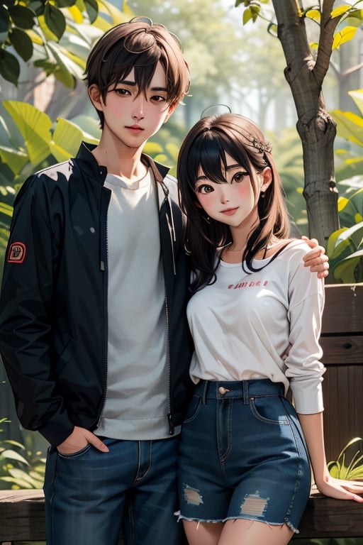 nature background, an adorable couple,wearing wrenchpjbss,kaede,REVERSE UPRIGHT STRADDLE