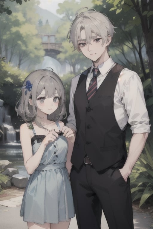 nature background, an adorable couple,wearing wrenchpjbss,kaede,REVERSE UPRIGHT STRADDLE