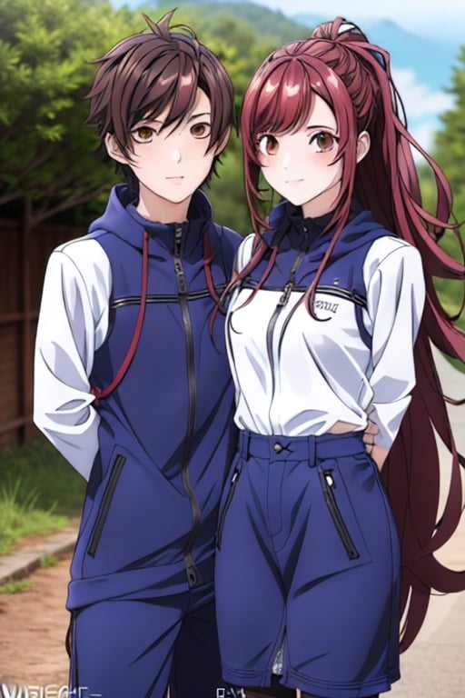 nature background, an adorable couple,wearing wrenchpjbss,kaede