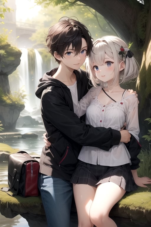 nature background, an adorable couple,wearing wrenchpjbss,kaede,REVERSE UPRIGHT STRADDLE