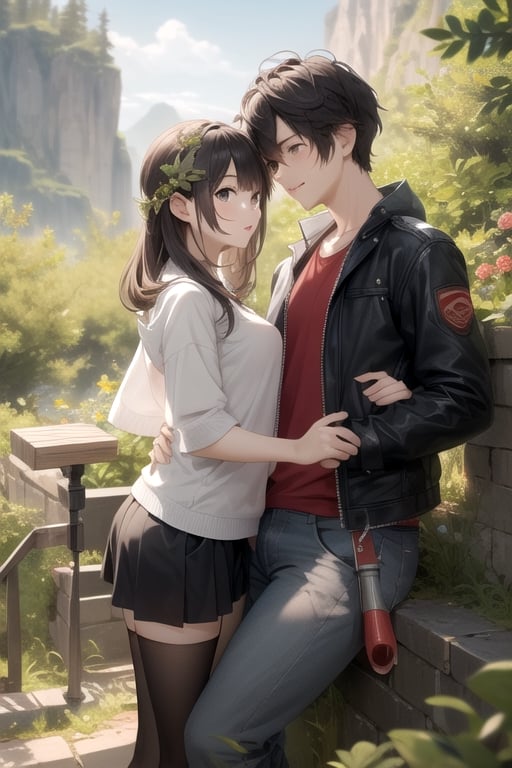 nature background, an adorable couple,wearing wrenchpjbss,kaede,REVERSE UPRIGHT STRADDLE