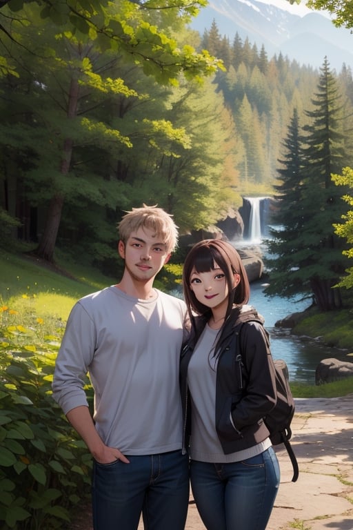 nature background, an adorable couple,wearing wrenchpjbss,kaede,REVERSE UPRIGHT STRADDLE