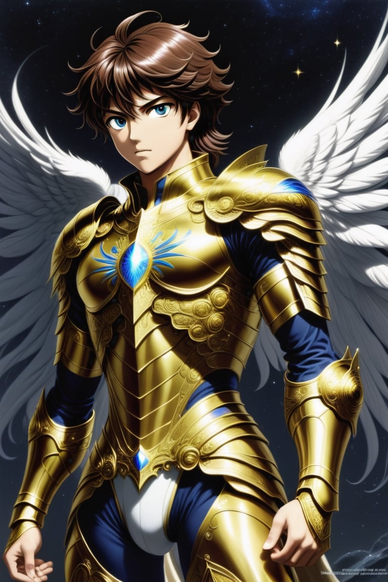 SAINT SEIYA, Pegasus knight SEIYA, short dark brown hair almost black, strong young man, anime saint seiya
