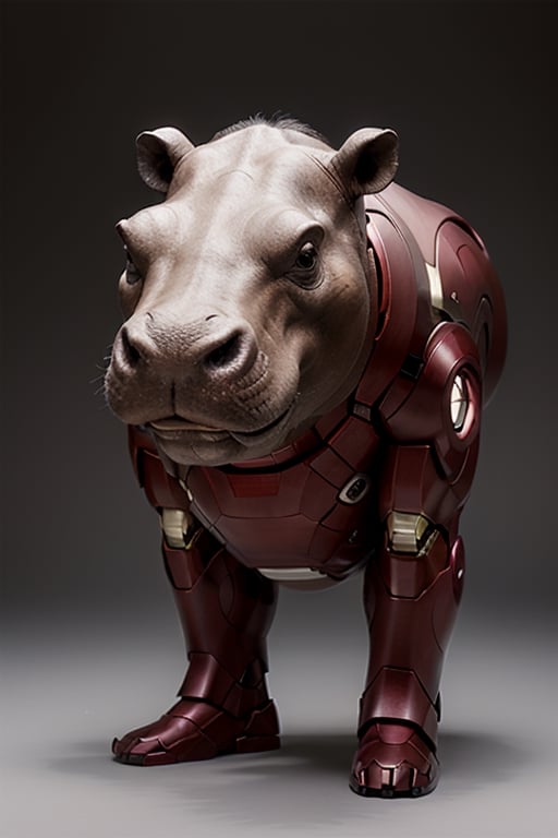 hippo head,big,iron man,full body