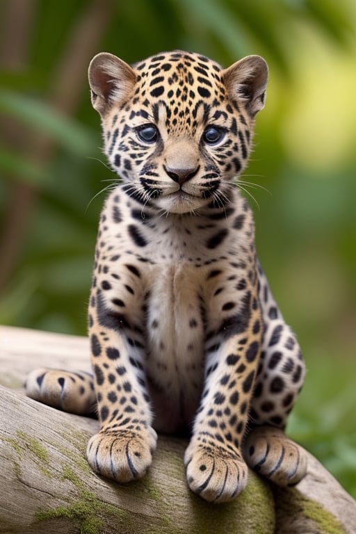 a baby jaguar on a vacation, happy, 