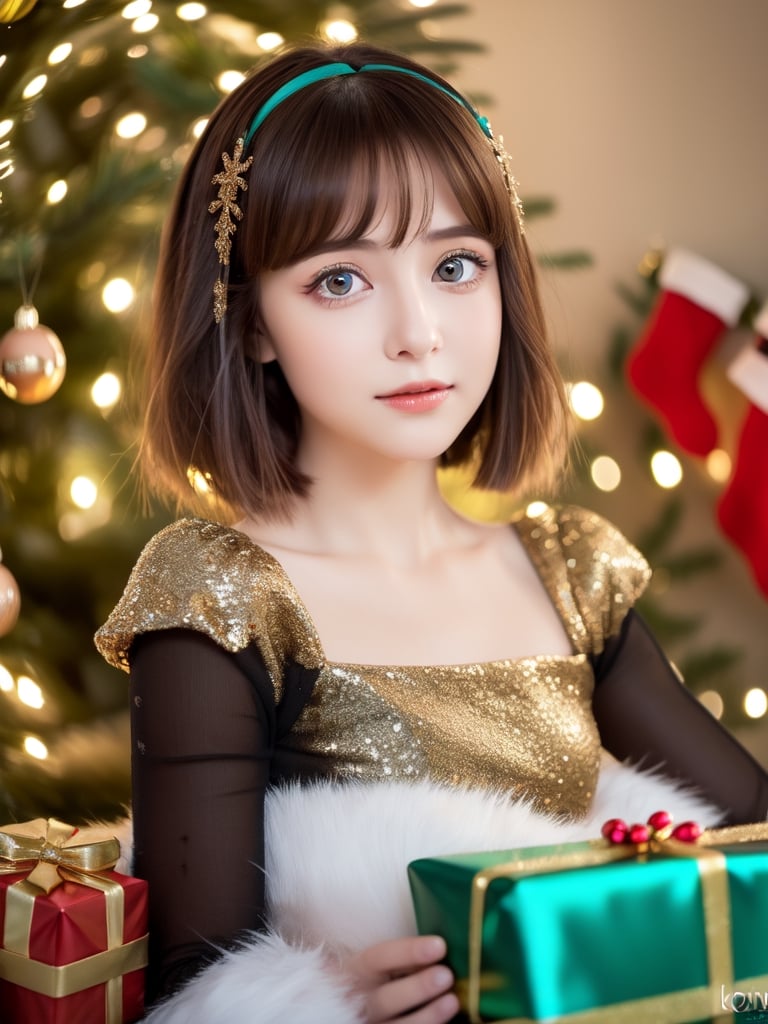 ((Girl 1, 6 years old, Christmas elf)), ((character)), Lori, petite woman, full body, child's body, beautiful shiny body, bangs, ((dark brown hair: 1.3)), high Eyes, (turquoise eyes), small height, big eyes, beautiful girl with delicate details, beautiful and delicate eyes, delicate face, beautiful eyes, beautiful headdress, fireplace, gift box, Christmas stocking, natural light, ((realism: 1.2 )) , dynamic long shot, cinematic lighting, perfectly composed, courtesy of sumic.mic, highly detailed, official art, masterpiece, (highest quality: 1.3), reflections, highly detailed cg unity 8k wallpaper, christmas tree, detailed background, masterpiece, Highest Quality, (Masterpiece), (Highest Quality: 1.4), (Ultra High Resolution:1.2) , (Surreal:1.4), (Realistic:1.2), Highest Quality, High Quality, High Resolution, Enhanced Detail, ((Ultra Short Hair:1.4 )),
((Tareme, moving eyes, big eyes, drooping eyes: 1.2)),((random facial expression)),,random angle,