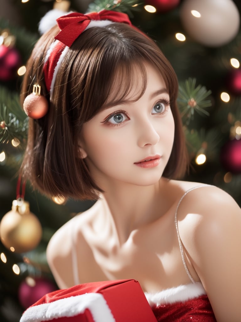 ((Girl 1, 6 years old, Christmas elf)), ((character)), Lori, petite woman, full body, child's body, beautiful shiny body, bangs, ((dark brown hair: 1.3)), high Eyes, (turquoise eyes), small height, big eyes, beautiful girl with delicate details, beautiful and delicate eyes, delicate face, beautiful eyes, beautiful headdress, fireplace, gift box, Christmas stocking, natural light, ((realism: 1.2 )) , dynamic long shot, cinematic lighting, perfectly composed, courtesy of sumic.mic, highly detailed, official art, masterpiece, (highest quality: 1.3), reflections, highly detailed cg unity 8k wallpaper, christmas tree, detailed background, masterpiece, Highest Quality, (Masterpiece), (Highest Quality: 1.4), (Ultra High Resolution:1.2) , (Surreal:1.4), (Realistic:1.2), Highest Quality, High Quality, High Resolution, Enhanced Detail, ((Ultra Short Hair:1.4 )),
((Tareme, moving eyes, big eyes, drooping eyes: 1.2)),((random facial expression)),,random angle,