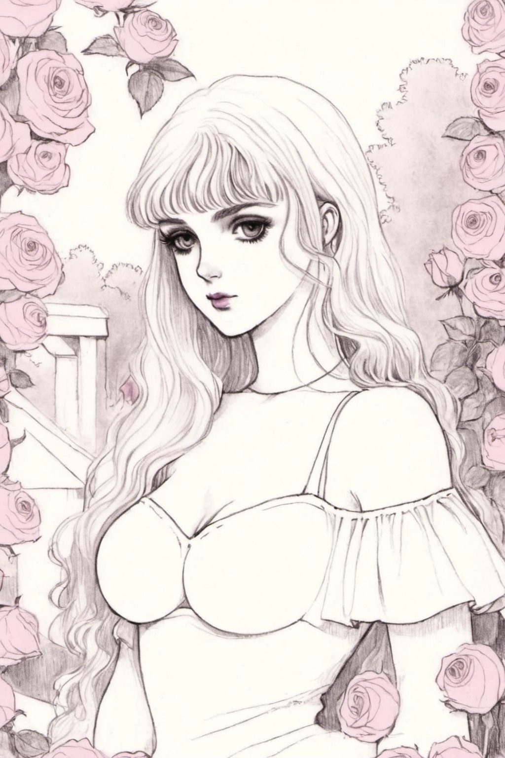 20 years old big breast girl in the rose garden