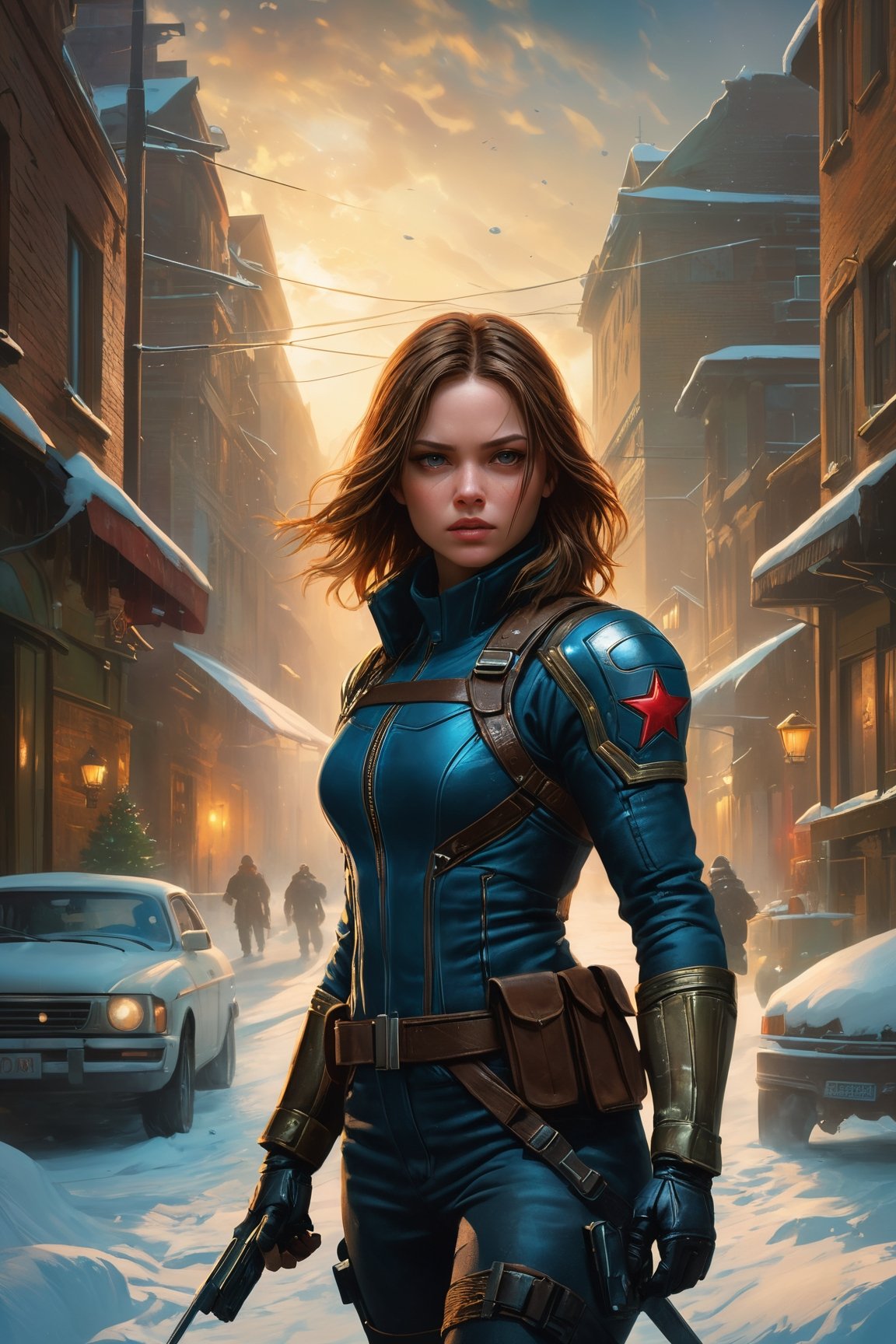 (art by Ary Scheffer:0.8) ,art by Hans Zatzka, High Quality, Masterpiece, An illustration, bestquality, best aesthetic, digital painting, ((oil painting)), [: Semi-realistic, oil painting, a digital illustration of a female version of Marvels The winter soldier winter. The background consists of a dark, urban setting, The image has a fantasy theme. Use vibrant colors and details to create a contrast between the creature and the environment : 3], artwork_(digital), DonMDj1nnM4g1cXL 