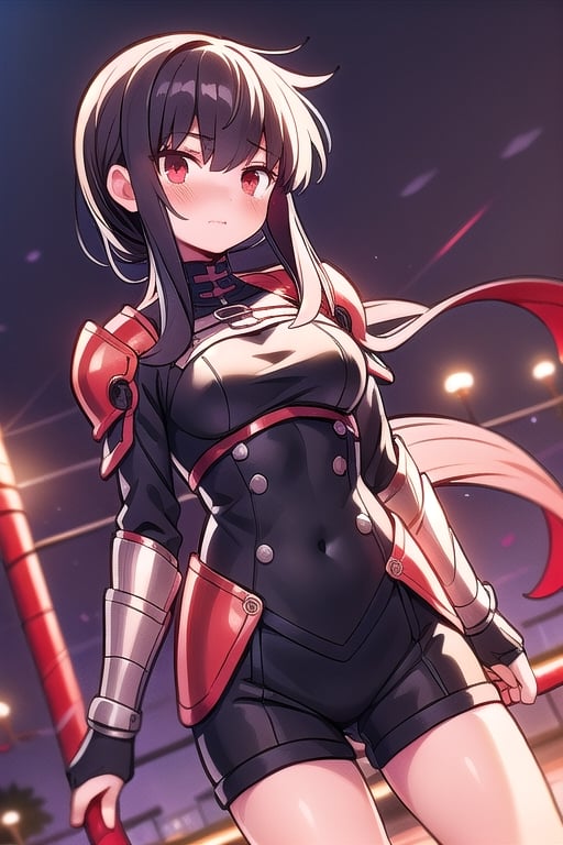 cute, masterpiece, best quality, 1girl,  illustration, Sinopia colour, Leonardo Style, , fate_stay_night, caturadef, anime, Berserker,armor, better hand, black-hair, red_eyes