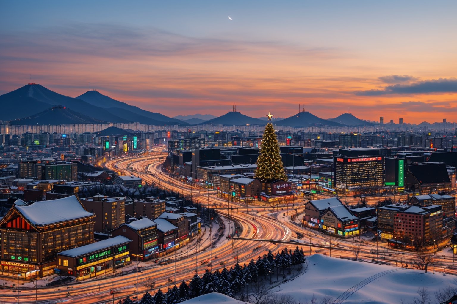 2023 christmas seoul city scenery, beauty, warm colors