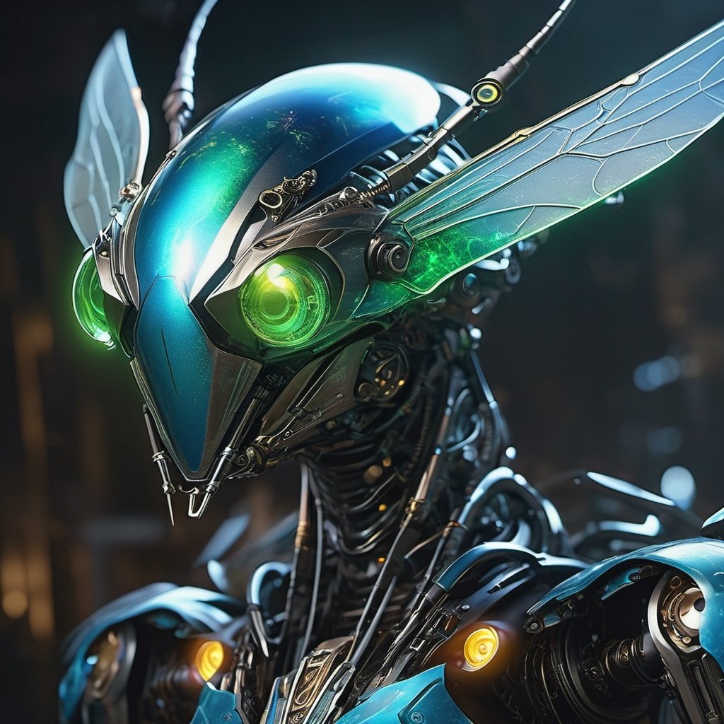 (Masterpiece, the best quality:1.4),
super fine concept art, 
inspired by Kim Keever | Frans Lanting | cryengine, eye-catching,   acidic and luminous colors, intricate, hyperrealistic, close up, head and shoulders portrait , anthropomorphic 
 insanely meticulous detailed biomechanical mantis, symbiote robot, 
polished metallic body, robotic parts, metallic luster, iridescent , phosphorescent aura gas:1.5, 
bioluminescence,
 filigree, mechanical joints, 
sparkling jewel eyes, 
portrait pose, 
 hard surface, flash, glow, haze, 
meticulously detailed Biomechanical metal parts, dark flat background, epic, cinematic image, 32K, UHD,  octane render, luminism
