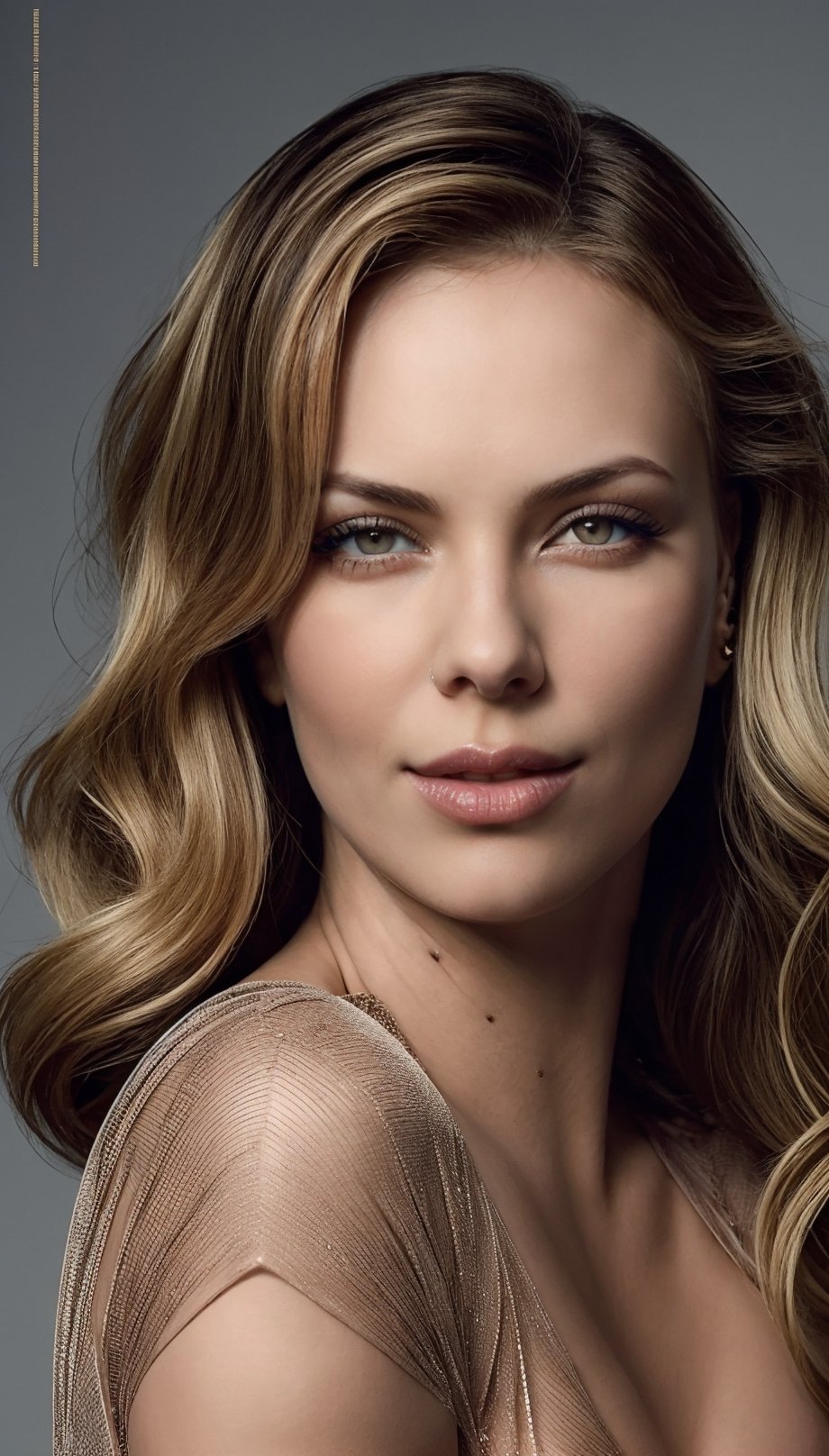 Our cover model exudes confidence in a daring sheer dress with strategic cut-outs that reveal just enough. Her hair cascades in loose waves, and her makeup boasts a sultry smoky eye and a glossy nude lip. Discover the allure of the sheer trend, very cool face, cat eye face, Charlize Theron