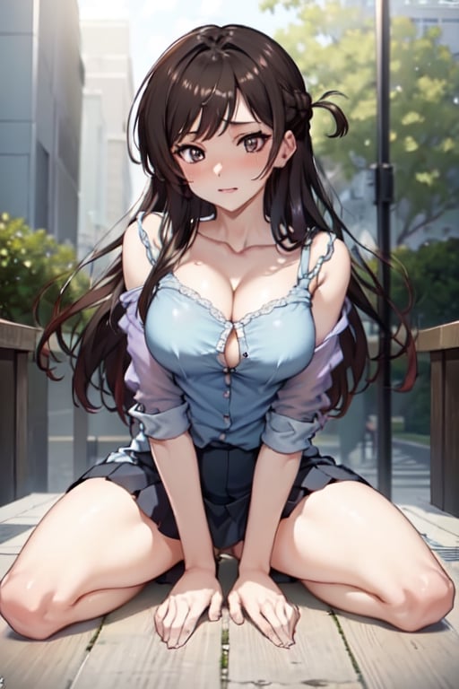 Cleavage, short skirt, slim legs,mizuhara_chizuru, sex  consensual_sex, ,vaginal object insertion