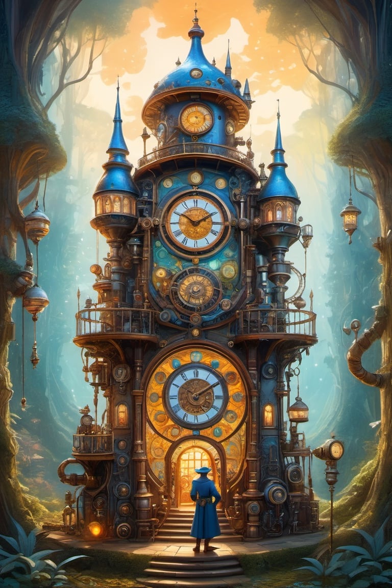 oil-painting, a meeting between wizards and robots in an enchanted steampunk castle, surrounded by enchanted forests and clockwork creatures, centered image, ultra detailed illustration, posing, (tetradic colors), whimsical, enchanting, fairy tale, (ink lines:1.1), strong outlines, art by MSchiffer, bold traces, unframed, high contrast, (cel-shaded:1.1), vector, 32k resolution, best quality, flat colors, flat lights. Art and mathematics fusion, hyper detailed, trending at artstation, sharp focus, studio photography, intricate detail, highly detailed, centered, perfect symmetrical,