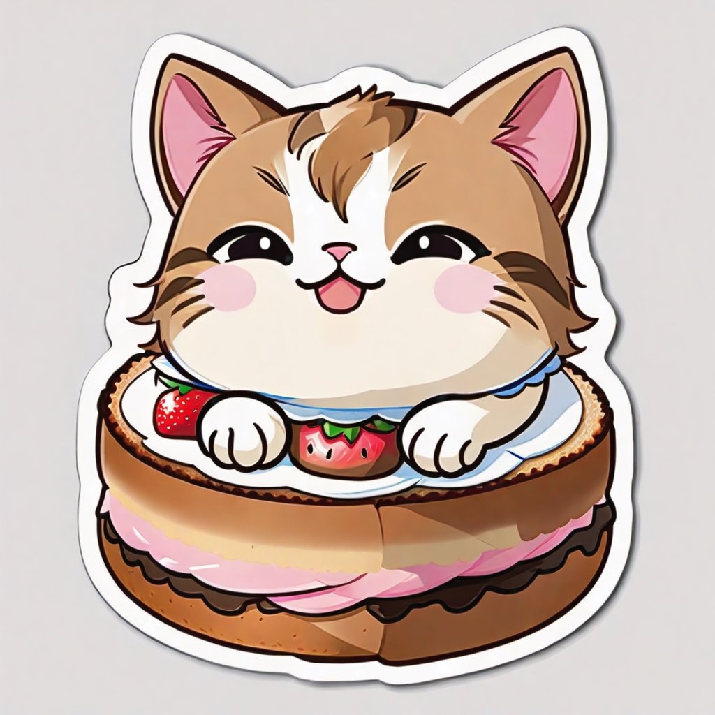 cat, cutie,sticker, swiss roll