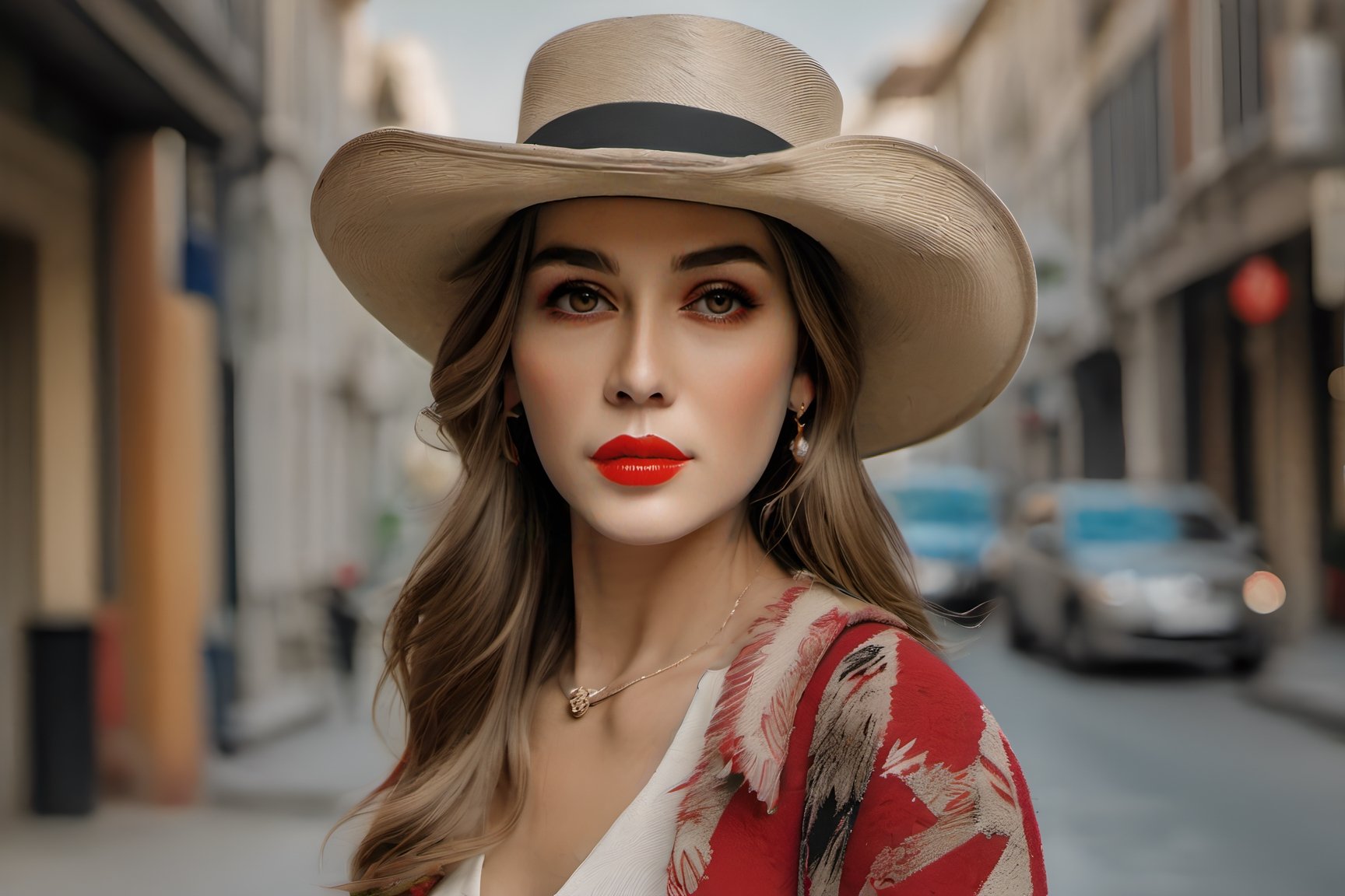 Realistic High Quality portrait of woman wearing cowboy hat, with slanted, angled down dark brown eyes big red lips hyperdetailed trending on Artstation volumetric lighting intricately detailed Pino Daeni oil on canvas Octane Render : 1.5 | vintage photography, beautiful, retro vintage style, hd photography, hyperrealism, detailed, intricate, oil on canvas, beautiful, natural, realistic, vintage, ultra hd, vintage photography, beautiful, retro vintage style, hd photography, hyperrealism : 1.2 |
trending on Artstation dof Award winning photography 8k portrait photorealistic beautiful high detail dynamic lighting ultra detailed crisp quality hdr cinematic postprocessing,lun4