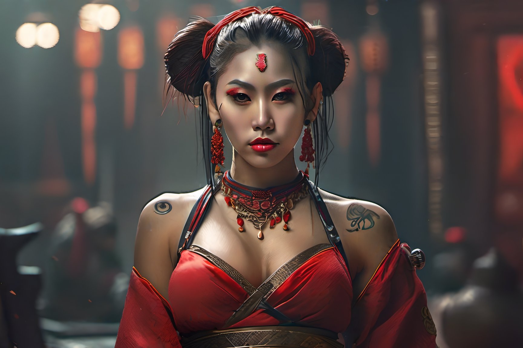 Realistic high quality portrait of asian woman, with slanted, angled down dark brown eyes big red lips
extremely beautiful and attractive body, shapely breasts, narrow waist, wearing celestial brassiere, earrings, diamond necklace, armlets, 4 k, high resolution, princess leia leather slave outfit
hyperdetailed trending on artstation volumetric lighting intricately detailed pino daeni oil on canvas octane render

A professional analog photo 35 mm Kodak of a ( beautiful cybergoth japanese princess with big breast and tattoos ) polaroid film


/dream prompt:a painting of a monkey as samurai, trending on artstation, close - up, portretrait, high detailed, focused, sharp, high quality, sharp, 1 0 0 mm, film photography, dslr, cinema 4 d, hyperrealism, breathtaking