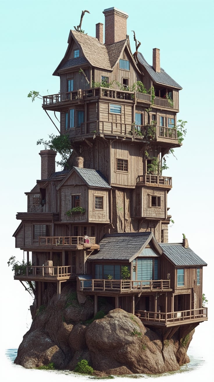 a tall house on top of a steep mountain near a pond with water,

illustrated city by michael jonas from japan | creative process photos ,

totally cool illustration of a cool town by josh wood on mydoodle4u ,

a cartoon illustration of a complex of houses built into a floating island flag, scenery, chimney

None of these messages are good.