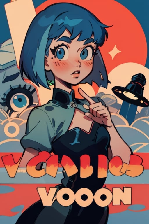 (Perfect body), Best Quality, (blush), (Bob cut), light Skin, (skinny), flat chest, ((light blue hair)), blue eyes, veronica, cover, good fingers, good hands, five fingers, best eyes, round pupil, veronica, noir, detective