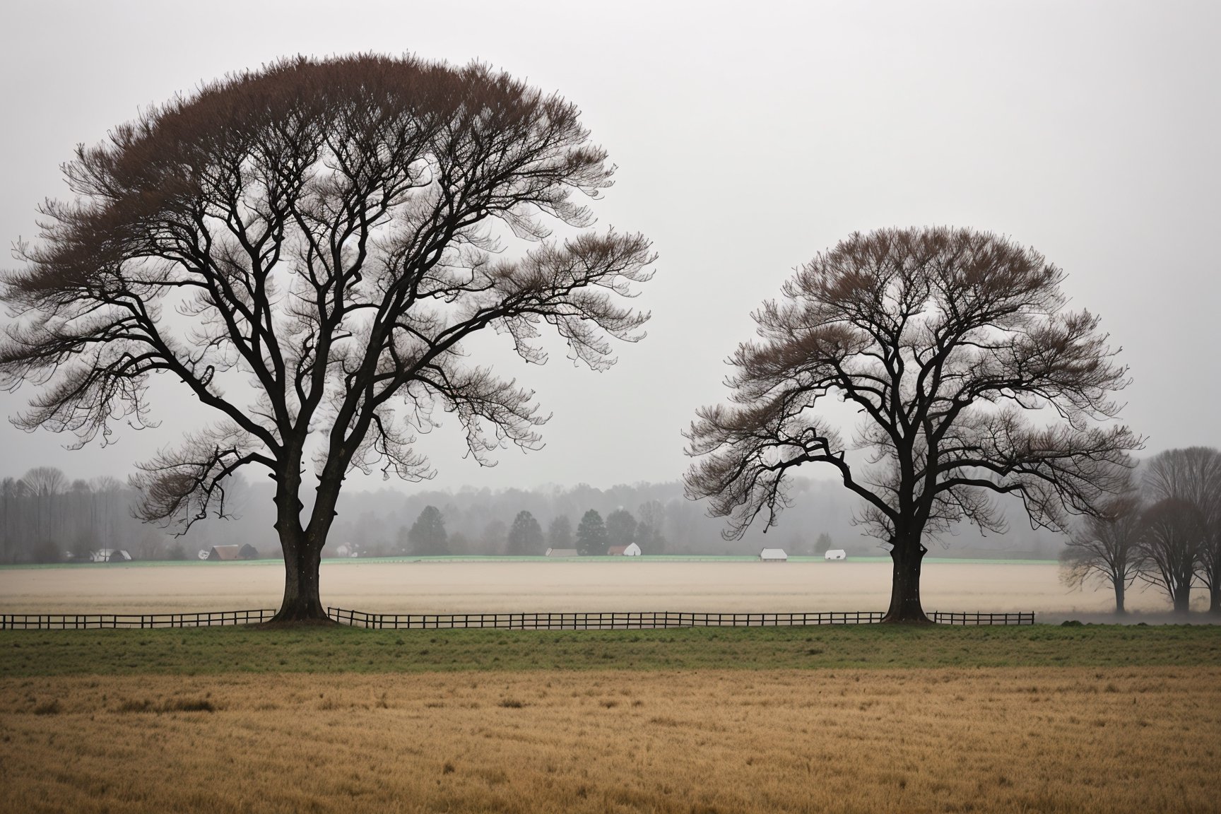 In a rural setting, winter rain drizzles down, transforming the landscape into a picturesque scene. The gentle raindrops create a soothing rhythm as they fall on the fields and meadows. Leafless trees stand as silhouettes against the gray sky, their branches adorned with delicate droplets. The wet earth exudes a rich scent, and the countryside is enveloped in a quiet, contemplative atmosphere. This winter rain paints a serene portrait of rural life, capturing the beauty of simplicity and the cycle of nature.

Positive Prompt: Rural landscape, winter rain, picturesque scene, gentle raindrops, soothing rhythm, leafless trees, silhouettes, delicate droplets, wet earth, contemplative atmosphere, beauty of simplicity, cycle of nature.