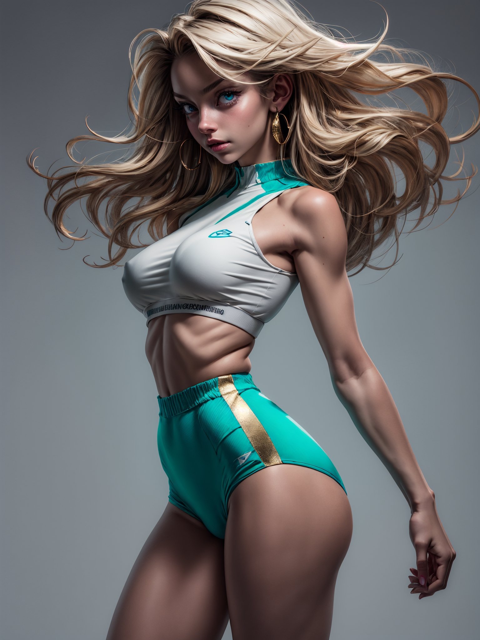 (masterpiece, high-detail, high quality), Best Quality, ultra-detailed, unreal engine,absurdres, 1girl,solo, sparkle_eyes, long_hair, turquoise eyes, 18 year old, silky hair,straight hair, ash Blonde hairs,  visible body, body-tight, crop top short, lace,gold trim,no bra, perfect eyes, perfect face, for a beautiful face with symmetry, very detailed beautiful face and eyes, (pretty skin), white skin, show under_boob, underbreast, show navel. adult lady, adult life, POV, (big ass), basic background, white background, Ambilight,cinematic light,professional lighting, (nsfw),