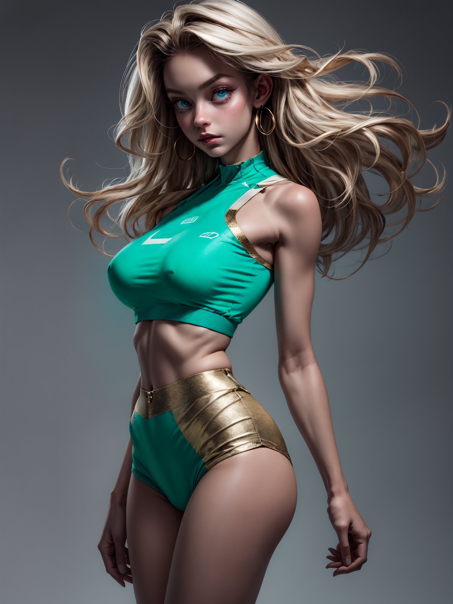 (masterpiece, high-detail, high quality), Best Quality, ultra-detailed, unreal engine,absurdres, 1girl,solo, sparkle_eyes, long_hair, turquoise eyes, 18 year old, silky hair,straight hair, ash Blonde hairs,  visible body, body-tight, crop top short, lace,gold trim,no bra, perfect eyes, perfect face, for a beautiful face with symmetry, very detailed beautiful face and eyes, (pretty skin), white skin, show under_boob, underbreast, show navel. adult lady, adult life, POV, (big ass), basic background, white background, Ambilight,cinematic light,professional lighting, (nsfw),