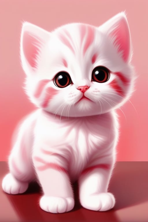 Cute baby cat wallpaper screenshot, in the style of light pink and red, drawing, comic art