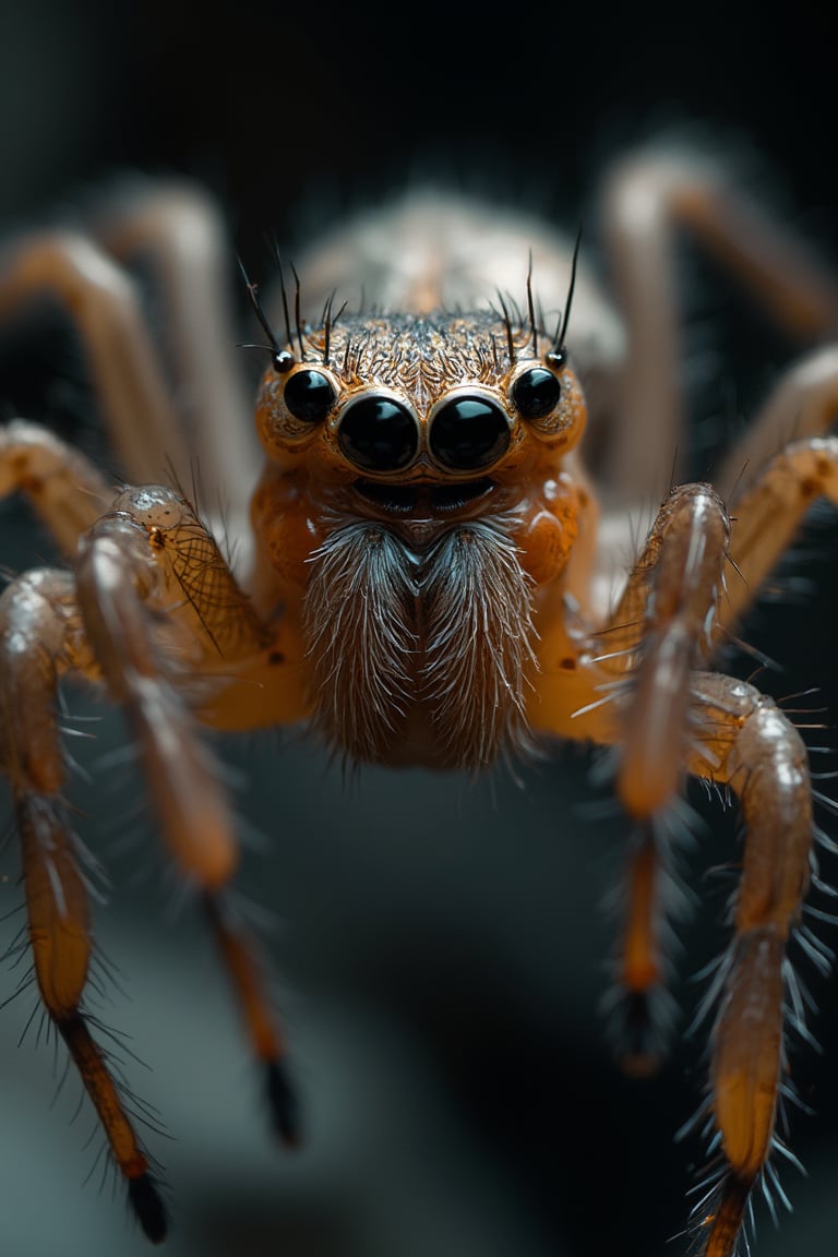 a detailed photo of spiders mating, captured on Hasselblad H6D-400c MS, low exposure, high contrast, ISO 100, with a 1800mm macro lens, 