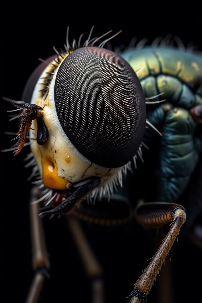 ,Hasselblad H6D-400c MS, low exposure, high contrast, ISO 100, with a 1200mm macro lens, eye of a fly