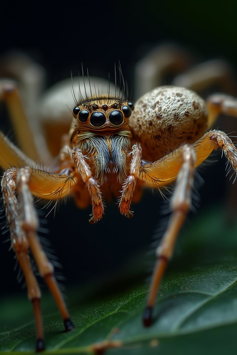 a detailed photo of spiders mating, captured on Hasselblad H6D-400c MS, low exposure, high contrast, ISO 100, with a 1800mm macro lens, 