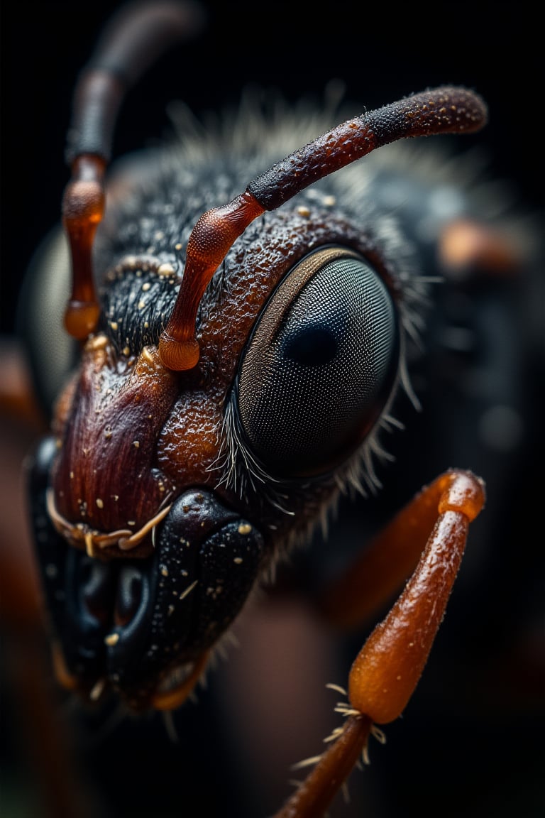 ,Hasselblad H6D-400c MS, low exposure, high contrast, ISO 100, with a 1800mm macro lens, eye of an ant
