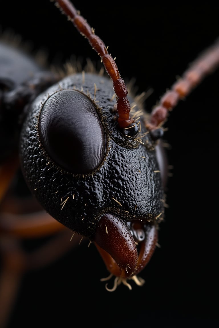 ,Hasselblad H6D-400c MS, low exposure, high contrast, ISO 100, with a 1200mm macro lens, eye of an ant
