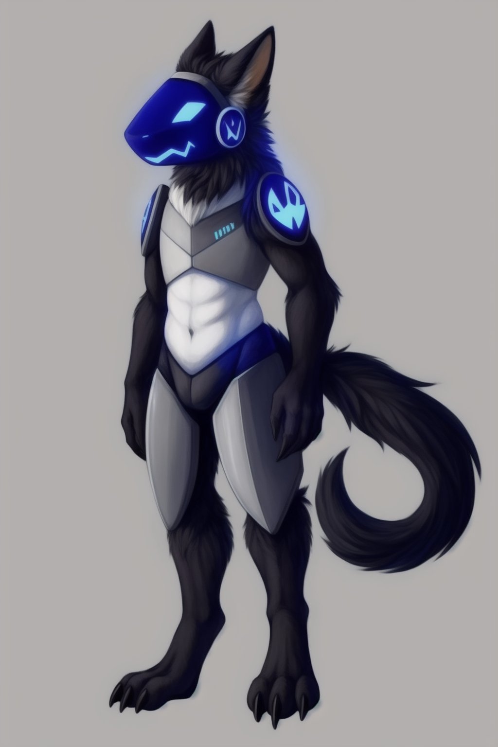 protogen, protogen visor, protogen face, full_body, full-body_portrait