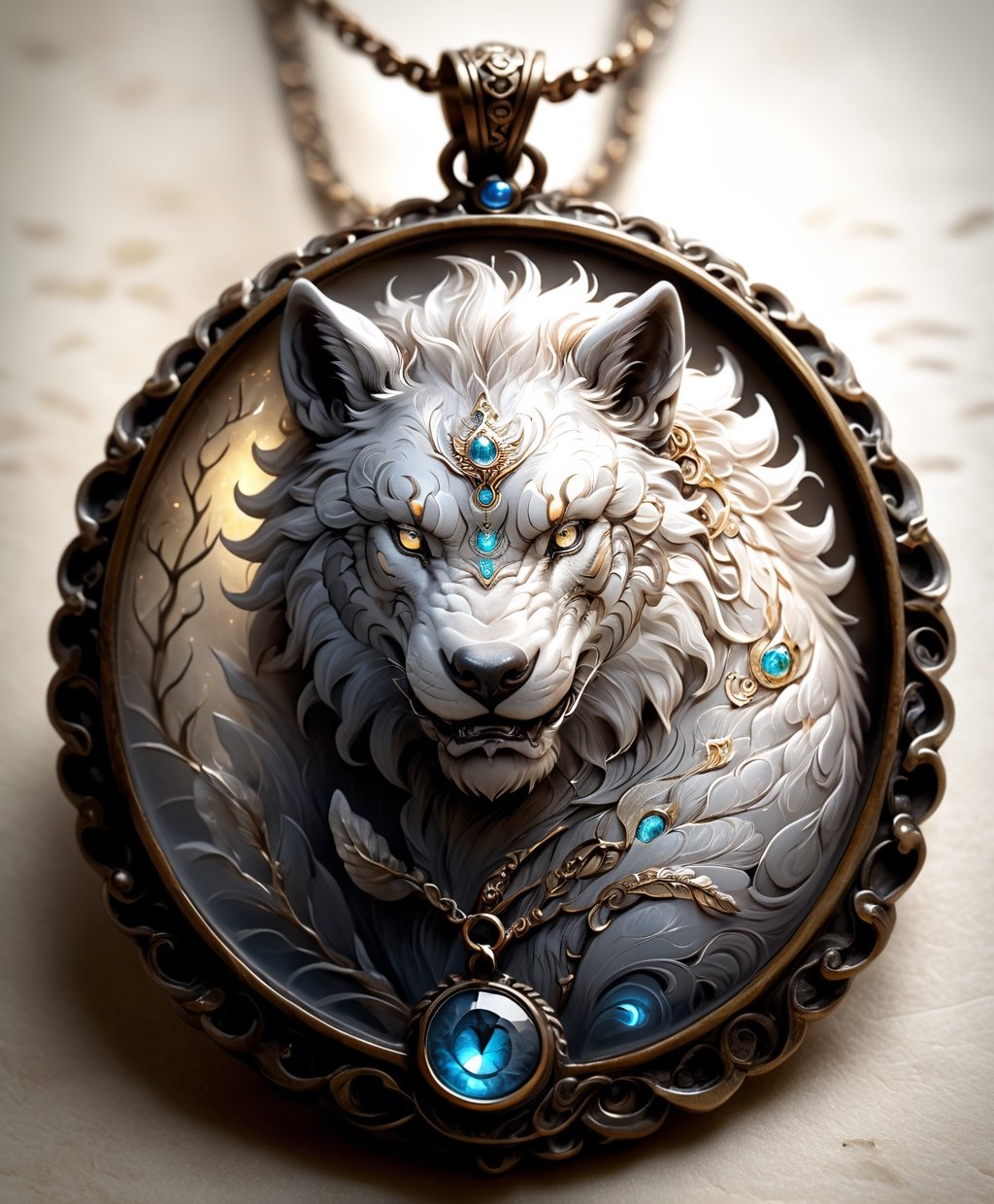 ((best quality)), ((masterpiece)), (detailed), (realistic),(Raw Photo:1.3) of (Ultra detailed:1.3) humanoid,Hippo, (monster) , shining eyes, highly detailed, digital painting, art,on parchment,Spirit Fox Pendant