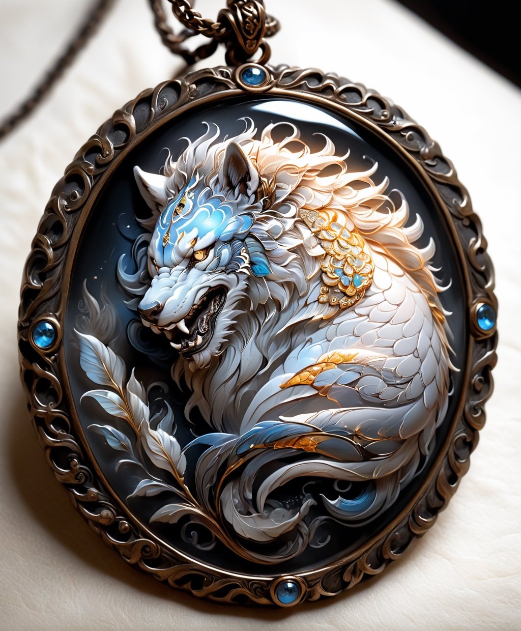 ((best quality)), ((masterpiece)), (detailed), (realistic),(Raw Photo:1.3) of (Ultra detailed:1.3) humanoid,Hippo, (monster) , shining eyes, highly detailed, digital painting, art,on parchment,Spirit Fox Pendant