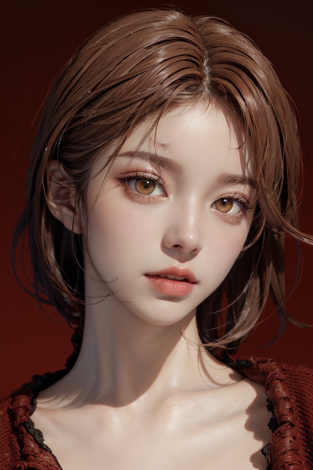 a 20 yo woman,long hair,dark theme, soothing tones, muted colors, high contrast, (natural skin texture, hyperrealism, soft light, sharp),red background,simple background, sad_face , red eyes
,zbxr,makima\(chainsaw man\) , redeyes, redeyes, red_hair, full_body,urban techwear,High detailed ,EpicSky , lip_bite, short-hair, shorthair , lip_biting , aheago, ahe_gao, ahegao_face, eye_rolling , tongue, sticking_out_tongue, sticking_tongue_out,
,Young beauty spirit ,ZGirl,Realism,koh_yunjung