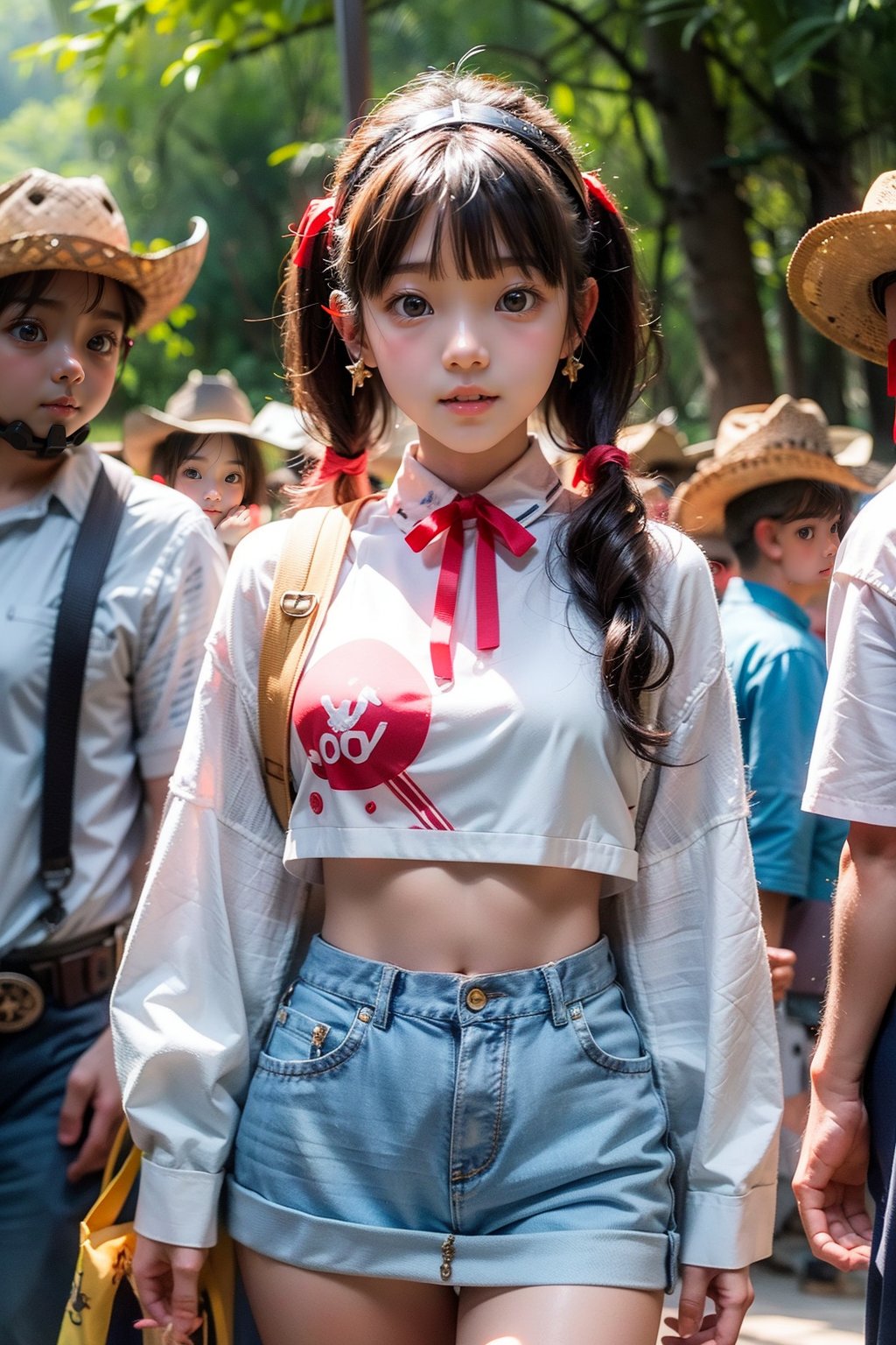 Masterpiece, beautiful details, perfect focus, uniform 8K wallpaper, high resolution, exquisite texture in every detail, ((Cowboy Shot: 1.5)), 1 girl, beautiful korean girl, 18 yo, beautiful korean idol, over sized eyes, big eyes, blue eyes, clear shining deep eyes, smile, happy, looking at viewer, half-up pony hairstyle, break pastel, perfect light, watercolor,sparkle \(honkai: star rail\),twintails,Asuka Langley Soryu,SKIRT,EyepatchBikiniDef,Fasha,velvaura,magiabaiser,Ateneaxl