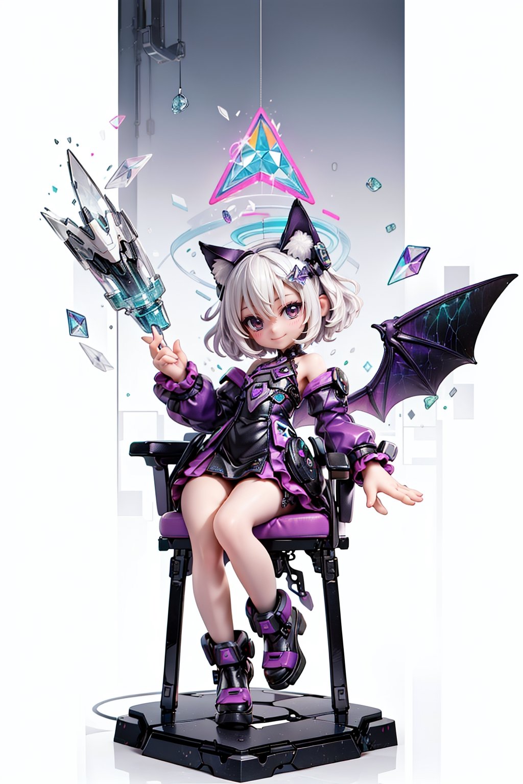 (white background:1.5), 1 girl, mid shot, full body, (succubus:1.2), (Lilith:1.2), (1 girl:1.2), solo, (short white hair:1.2) , (refreshing eyes:1.1) ,(crazy smile:0.8), (flat chest), (dress), (glitch digital glowing wings), (full body:1.0), (beautiful detailed eyes:1.0), (detailed face:1.0), (sitting on a throne), (one hand on hip:1.2) ,looking at you, /////////////////////////// ////////////////////////// ///////////////////////// psychedelic art, glitch art, abstract art, concept art,(point_color:1.4),(RGB Splitting:1.3),(god rays), (extremely detailed light), (science_fiction:1.2), (trippy:1.2),(colorful ink ), (floating colorful ink droplet ), (triangle shape:1.3), (Lilith of night:1.3), (gradient_background:1.1),(glitch background),( digital halo:1.2),(fluorescent graffiti :1.2),(neon light:1.2), (glowstick:1.2), (floating triangle glass fragments:1.2)
,Realism,cat ear