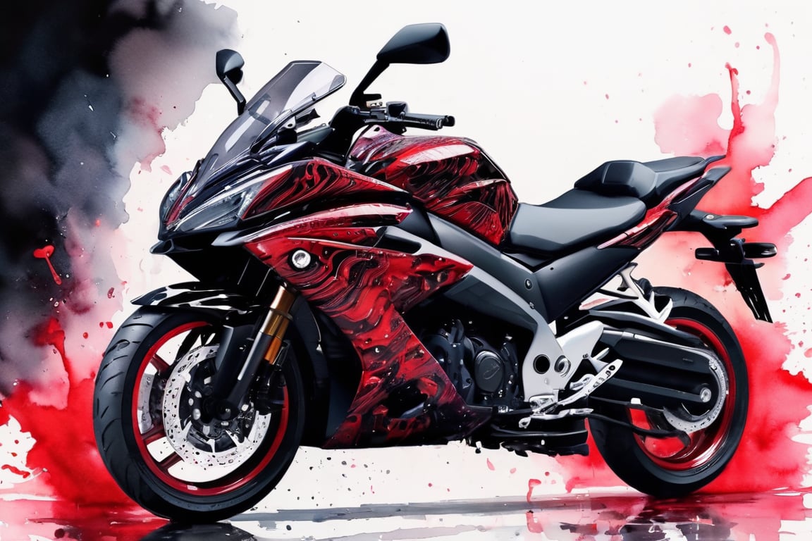 photorealistic high-tech luxury scooter, black and red,
photorealistic masterpiece, ink flow,intricately detailed,colorful watercolor art, cinematic lighting, 8k resolution concept art intricately detailed,psychedelic dripping paint,dripping paint, Yamaha R15