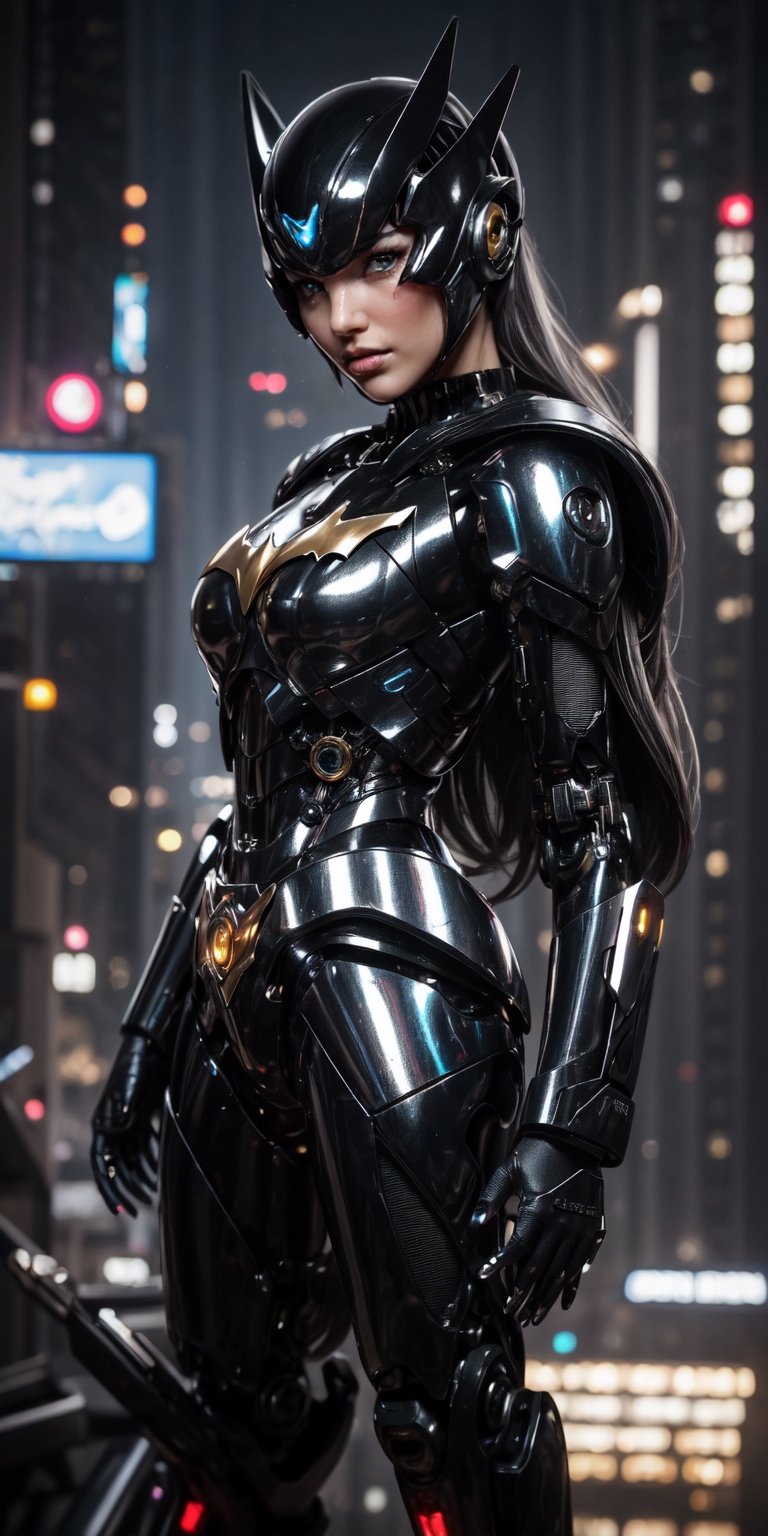 Best picture quality, high resolution, 8k, realistic, sharp focus, realistic image of elegant lady, Korean beauty, supermodel, pure white hair, blue eyes, wearing high-tech cyberpunk style blue Batgirl suit, radiant Glow, sparkling suit, mecha, perfectly customized high-tech suit, ice theme, custom design, 1 girl,mecha,photorealistic,cyborg_girl