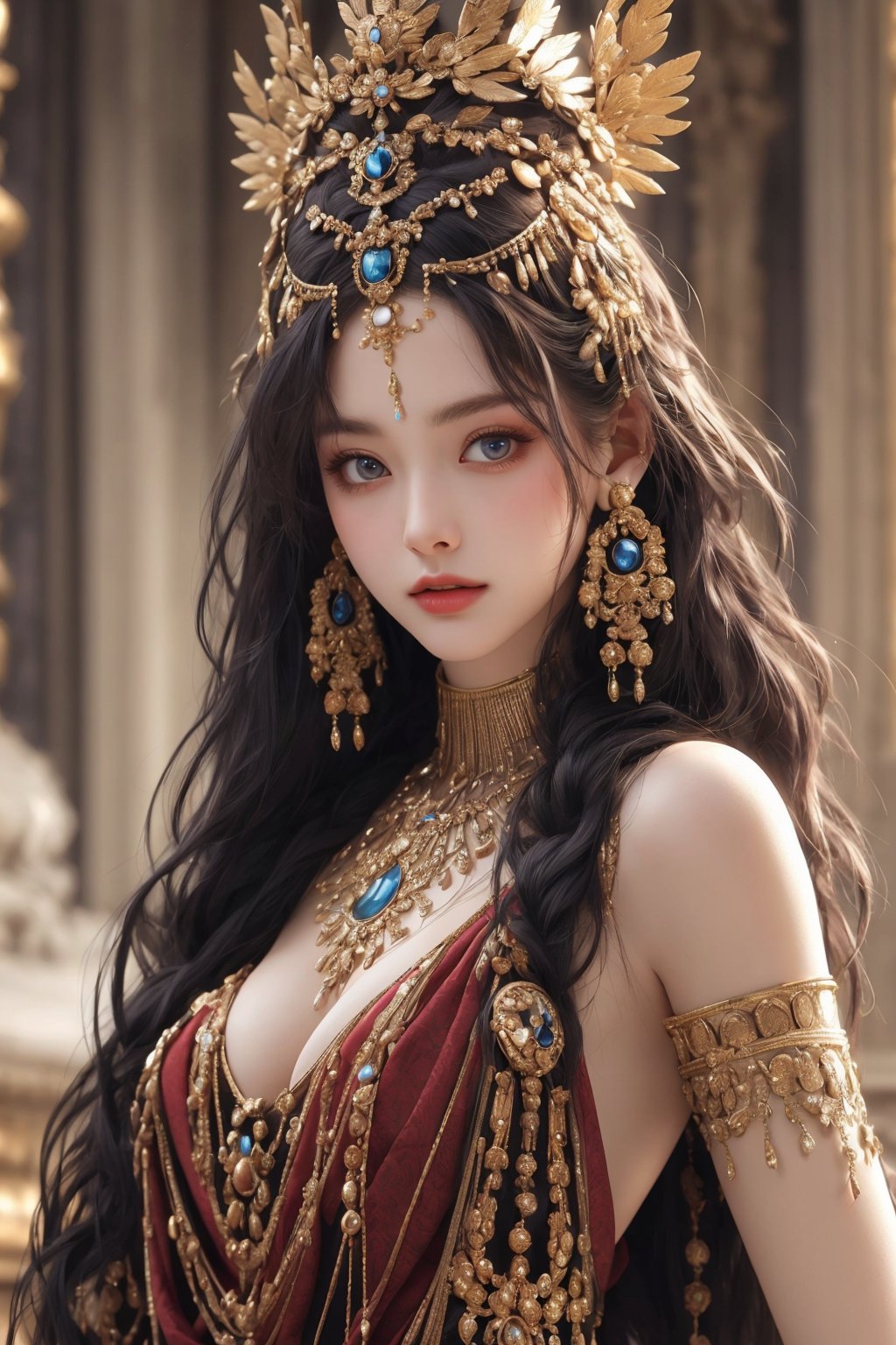 Egyptian queen, busty and sexy girl, 8k, masterpiece, ultra-realistic, best quality, high resolution, high definition