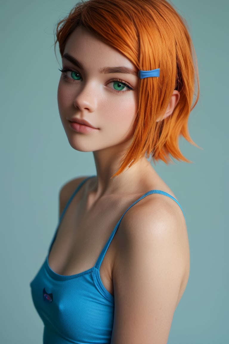 score_9, score_8_up, score_7_up, gwen_tennyson, ben_10, 1girl, green_eyes, orange_hair, realistic, photo,