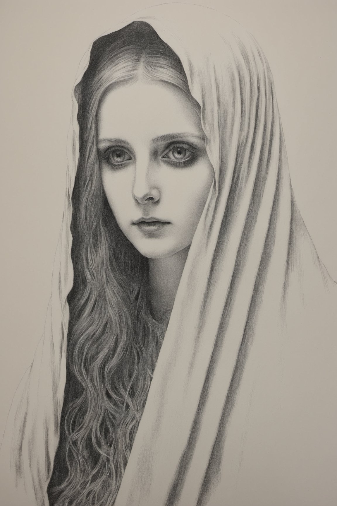 black and white Pencil draw of a ghost