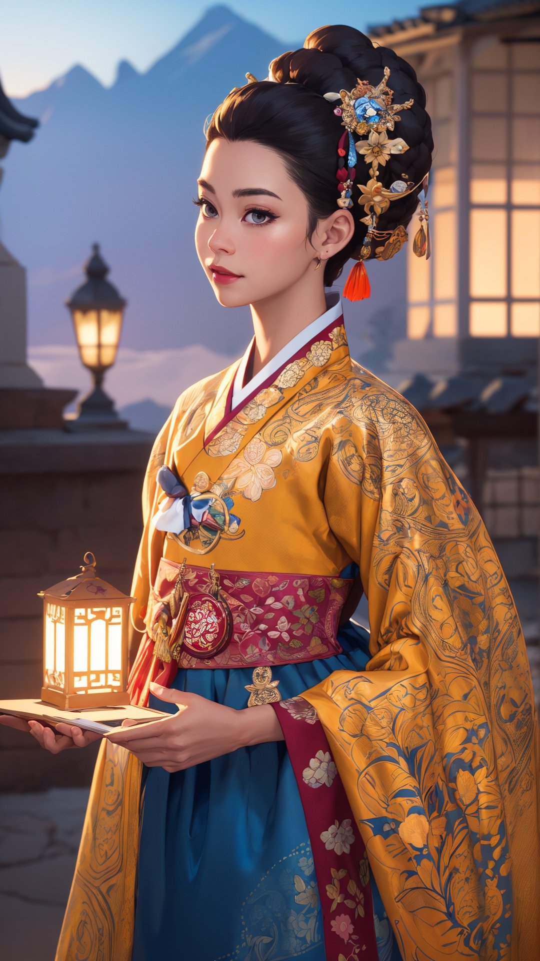 Craft a high-detailed image, the iconic character. Envision her with intricate details, beautiful features, and set against a perfect backdrop. Request a photo-realistic masterpiece in 32k ultra HDR resolution, capturing the charm and magic of this beloved Disney princess.,joseon