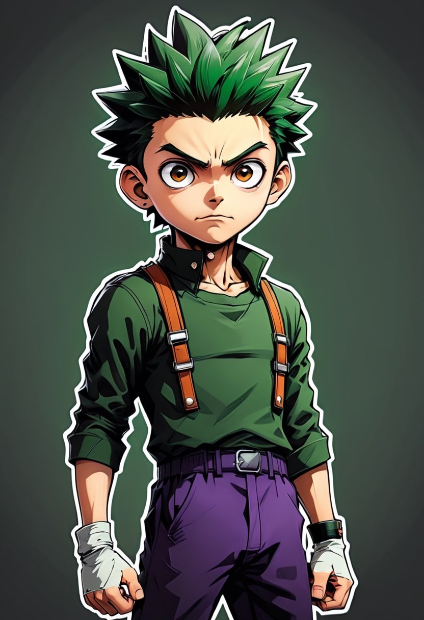 HUNTER×HUNTER Character Gon Freecss, scribble, inkpunk style