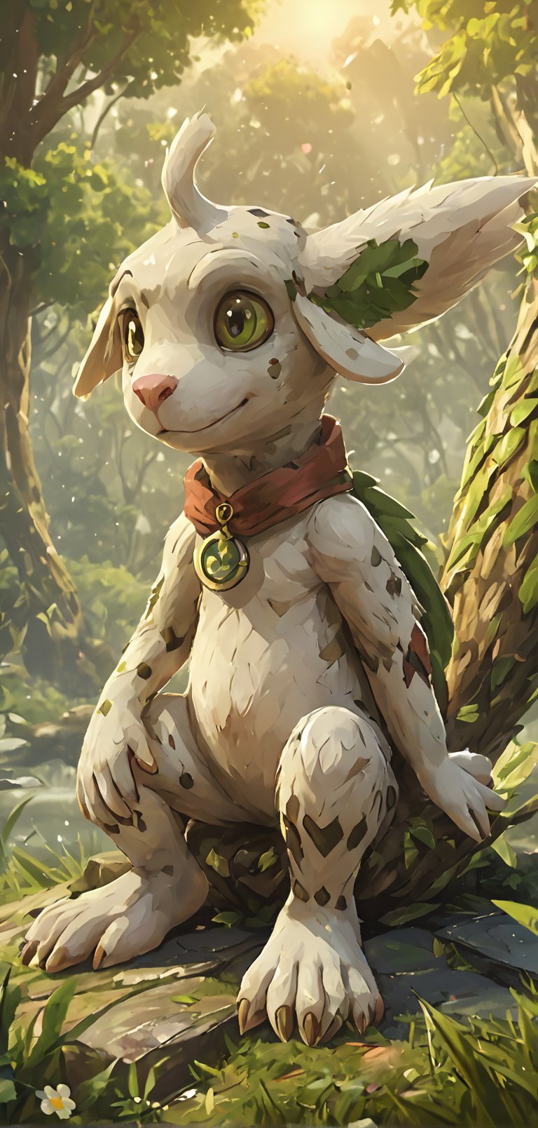 (extremely detailed 8k wallpaper), a medium full body photo of smeargle of pokemon,intricate, highly detailed, dramatic, ,pokemon (creature),sitting in a park,green paw mark on back,color_tipped_tail,smeargle,green_tipped_tail