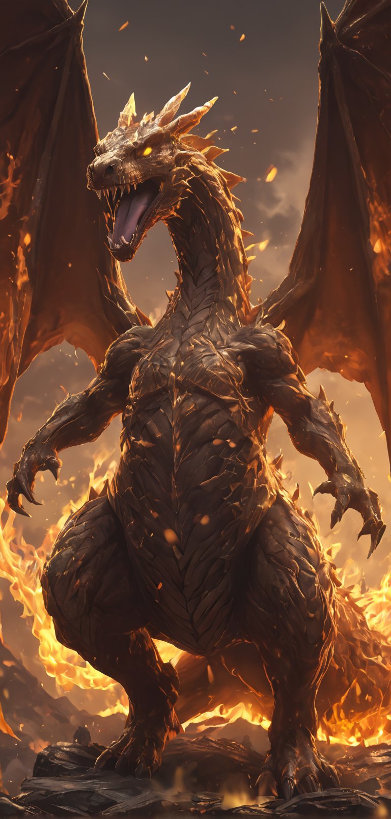 (extremely detailed 8k wallpaper), a medium full body photo of charizard of pokemon,intricate, highly detailed, dramatic, breathing fire,pokemon (creature),fire on the tip of tail