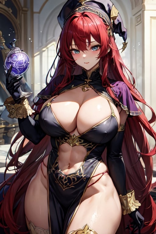 red hair magician, big breasts